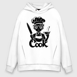 Толстовка оверсайз мужская Повар аниме, цвет: белый