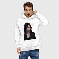 Толстовка оверсайз мужская Билли Айлиш смотрит вниз, цвет: белый — фото 2