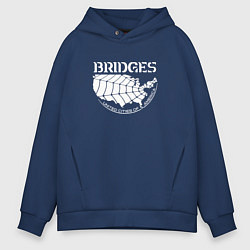 Толстовка оверсайз мужская Bridges logo, цвет: тёмно-синий
