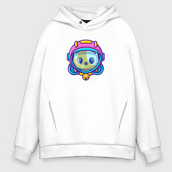 Толстовка оверсайз мужская Котик в скафандре, цвет: белый