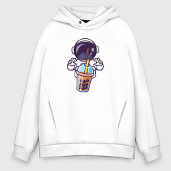 Толстовка оверсайз мужская Космический бабл-чай, цвет: белый