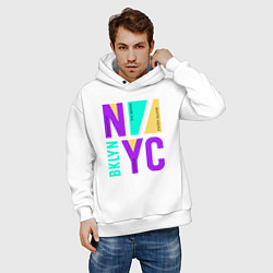 Толстовка оверсайз мужская Районы в городе Нью-Йорк, цвет: белый — фото 2