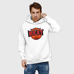 Толстовка оверсайз мужская Майами Хит - баскетбол, цвет: белый — фото 2