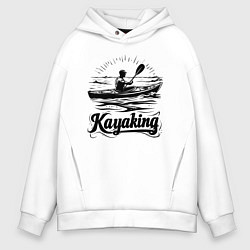 Толстовка оверсайз мужская Каякинг на рассвете, цвет: белый