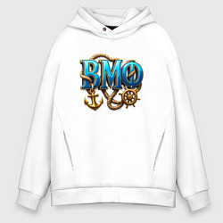 Толстовка оверсайз мужская ВМФ объемные буквы, цвет: белый