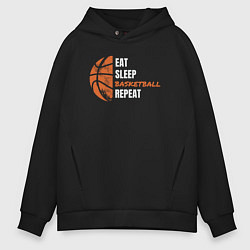 Толстовка оверсайз мужская Eat sleep basketball, цвет: черный