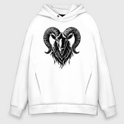 Толстовка оверсайз мужская Рогатый баран, цвет: белый