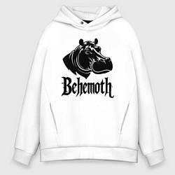 Толстовка оверсайз мужская Бегемот в готическом стиле, цвет: белый
