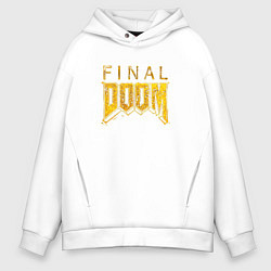 Толстовка оверсайз мужская Doom final gold logo, цвет: белый