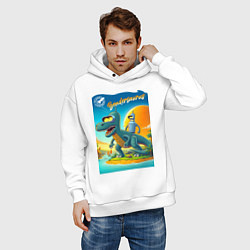 Толстовка оверсайз мужская Бендерзавр - мем, цвет: белый — фото 2
