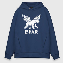 Толстовка оверсайз мужская Крылатый медведь, цвет: тёмно-синий
