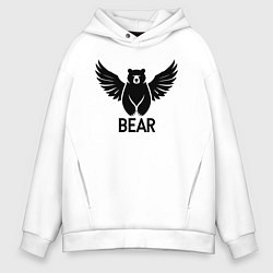 Толстовка оверсайз мужская Летающий медведь, цвет: белый