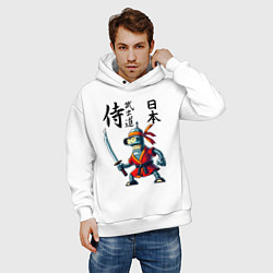 Толстовка оверсайз мужская Bender bending robot with katana - samurai, цвет: белый — фото 2