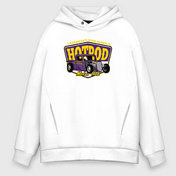 Толстовка оверсайз мужская Хот-род, цвет: белый