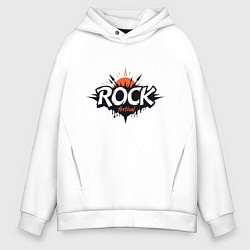 Толстовка оверсайз мужская Логотип rock festival, цвет: белый