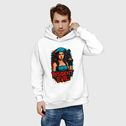 Толстовка оверсайз мужская Resident Evil Джилл Валентайн, цвет: белый — фото 2