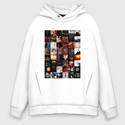 Толстовка оверсайз мужская Slipknot - обложки, цвет: белый