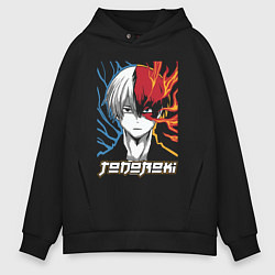 Толстовка оверсайз мужская Шото Тодороки Моя геройская академия, цвет: черный