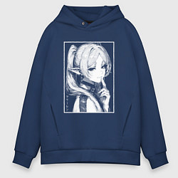Толстовка оверсайз мужская Фрирен - портрет, цвет: тёмно-синий