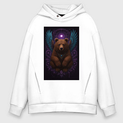 Толстовка оверсайз мужская Духовный медведь, цвет: белый