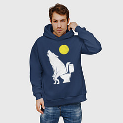 Толстовка оверсайз мужская Срущий волк, цвет: тёмно-синий — фото 2