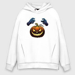 Толстовка оверсайз мужская Зловещая лампа Джека, цвет: белый