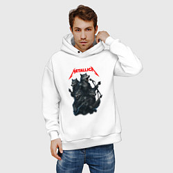 Толстовка оверсайз мужская Metallica волки, цвет: белый — фото 2