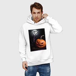 Толстовка оверсайз мужская Тыква хэллоуин, цвет: белый — фото 2