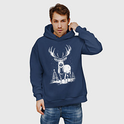 Толстовка оверсайз мужская Зимний олень, цвет: тёмно-синий — фото 2
