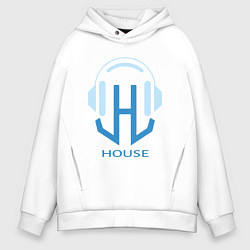 Толстовка оверсайз мужская Логотип House Music, цвет: белый