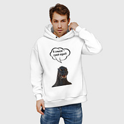 Толстовка оверсайз мужская Не люблю сухой корм кот кошка, цвет: белый — фото 2