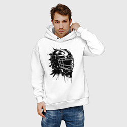 Толстовка оверсайз мужская Чёрная хоккейная маска, цвет: белый — фото 2