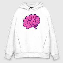 Толстовка оверсайз мужская Pinky brain, цвет: белый