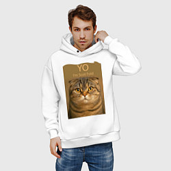 Толстовка оверсайз мужская Yo - Im Scottish Fold, цвет: белый — фото 2