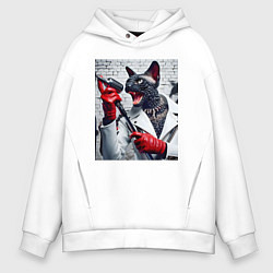 Толстовка оверсайз мужская Рэпер Корниш-рекс - музыкальная фантазия, цвет: белый