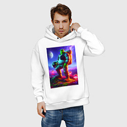Толстовка оверсайз мужская Космонавт Шрек на похожей планете, цвет: белый — фото 2