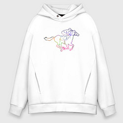 Толстовка оверсайз мужская Наездник на лошади, цвет: белый