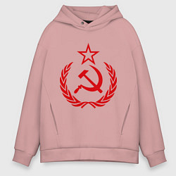 Толстовка оверсайз мужская СССР герб, цвет: пыльно-розовый