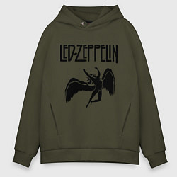 Толстовка оверсайз мужская Led Zeppelin, цвет: хаки