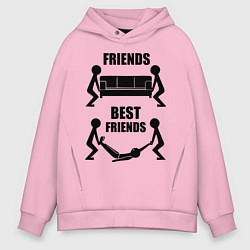 Толстовка оверсайз мужская Best friends, цвет: светло-розовый