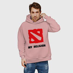 Толстовка оверсайз мужская Dota 2: My Religion, цвет: пыльно-розовый — фото 2