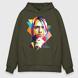 Толстовка оверсайз мужская Kurt Cobain: Colors, цвет: хаки