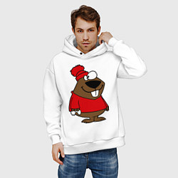 Толстовка оверсайз мужская Бобер, цвет: белый — фото 2