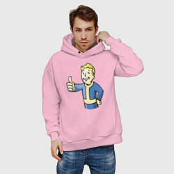 Толстовка оверсайз мужская Fallout vault boy, цвет: светло-розовый — фото 2