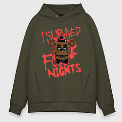 Толстовка оверсайз мужская I Survived Five Night, цвет: хаки