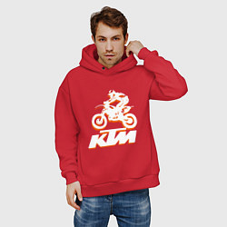 Толстовка оверсайз мужская KTM белый, цвет: красный — фото 2
