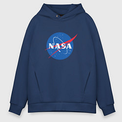 Толстовка оверсайз мужская NASA: Logo, цвет: тёмно-синий