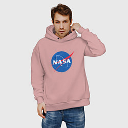Толстовка оверсайз мужская NASA: Logo, цвет: пыльно-розовый — фото 2