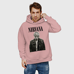Толстовка оверсайз мужская Kurt Cobain: Young, цвет: пыльно-розовый — фото 2
