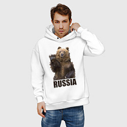 Толстовка оверсайз мужская Russia: Poly Bear, цвет: белый — фото 2